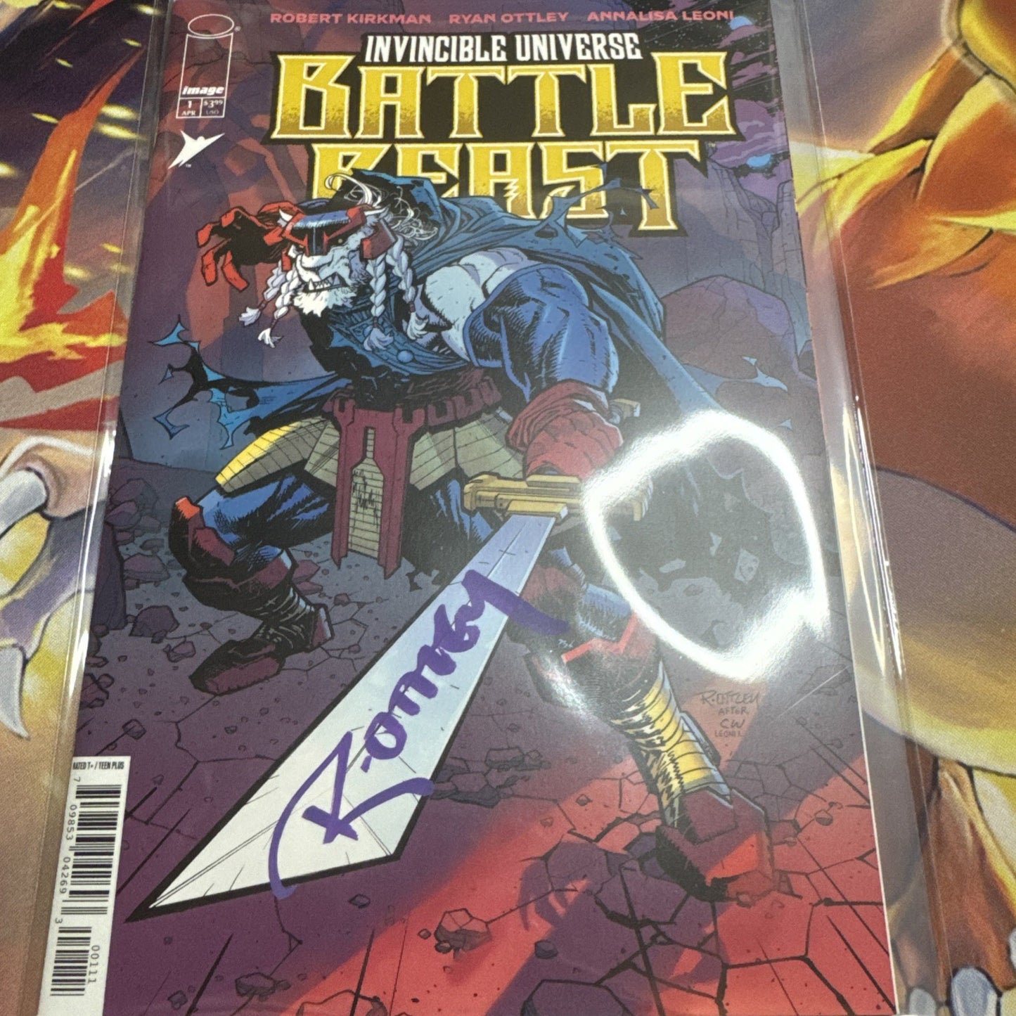 Battle Beast #1 Ryan Ottley Cover A SIGNED BY "Ryan Ottley" w/COA purple sig